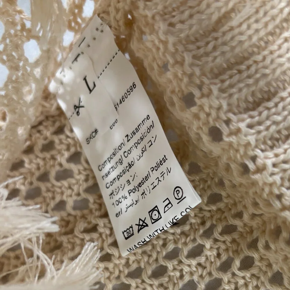 Beige crochet knit vest sweater Large Lot N - Picture 2 of 4